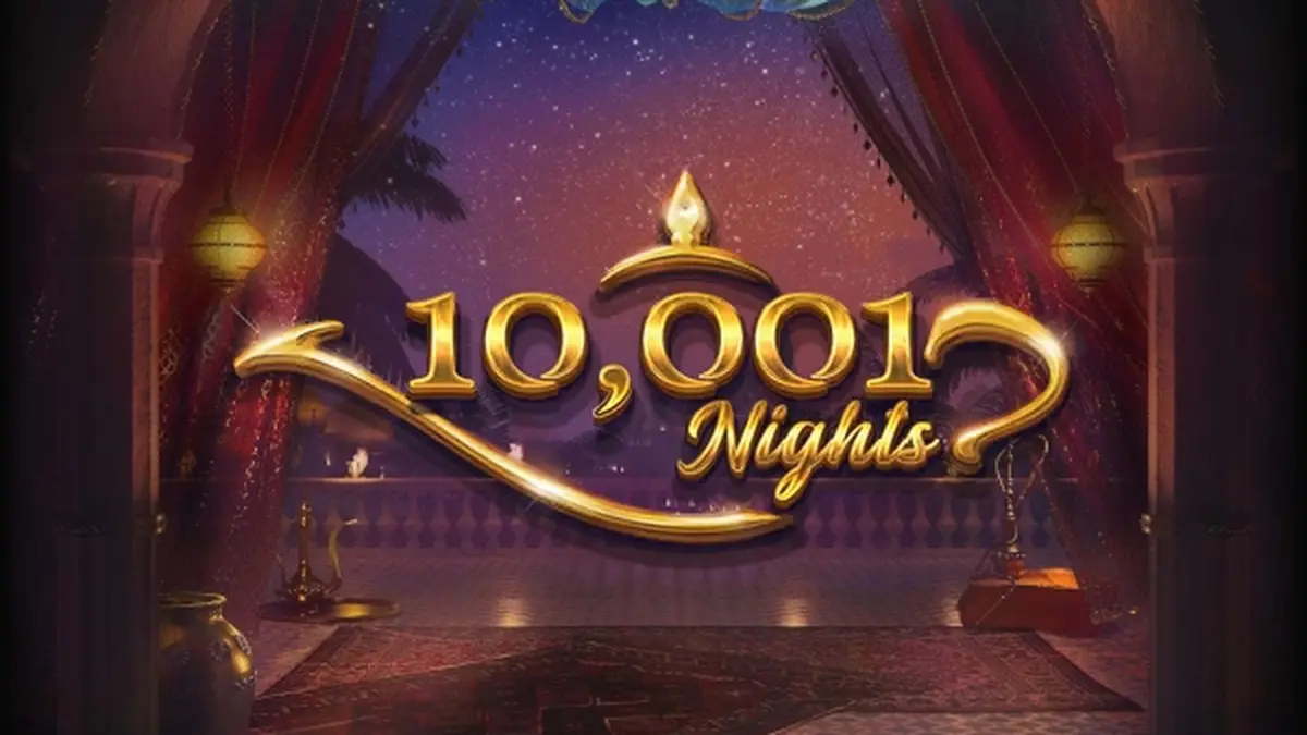 Interface do slot 10,001 Nights com tema oriental